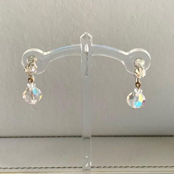 Mid-century crystal drop clip earrings - Picture 7 of 8